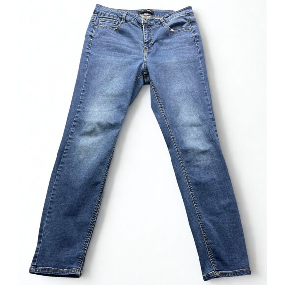 stitch star Denim - Stitch Star Womens Jeans Size 14 Straight Blue Denim Mid Rise Stretch 32"W 28"L